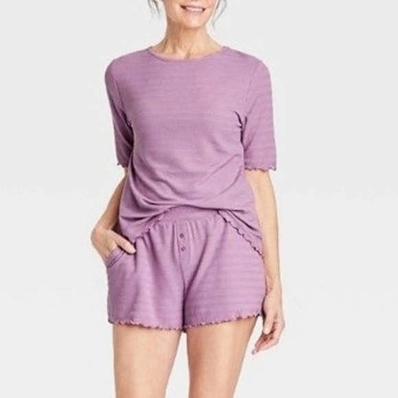 Like New! Stars Above Waffle Pajama Set - Tee Shirt and Shorts - Lilac - Picture 1 of 8